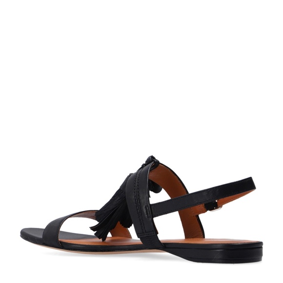 KATE SPADE NEW YORK LA DANSE Black Leather Tassel Flat Ankle Strap Sandals 6.5 - Picture 4 of 16